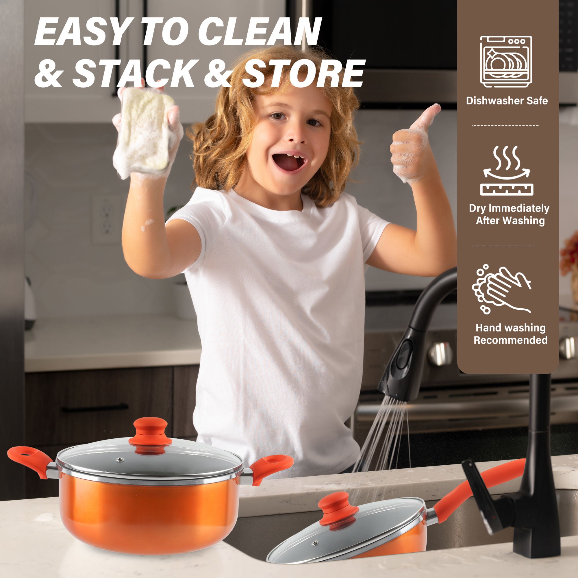 Stainless Steel 6-Piece Cookware Set: Mirror Polished, Induction Bottom, Straight Shape, SS Lids, Sturdy Handles and Knobs Doba